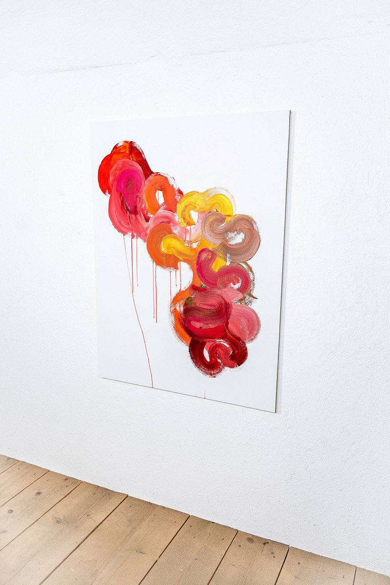 «Spaziergang mit Farbe auf Holz» (Noch ohne Titel 7) Malerei Silas Kreienbühl 2022